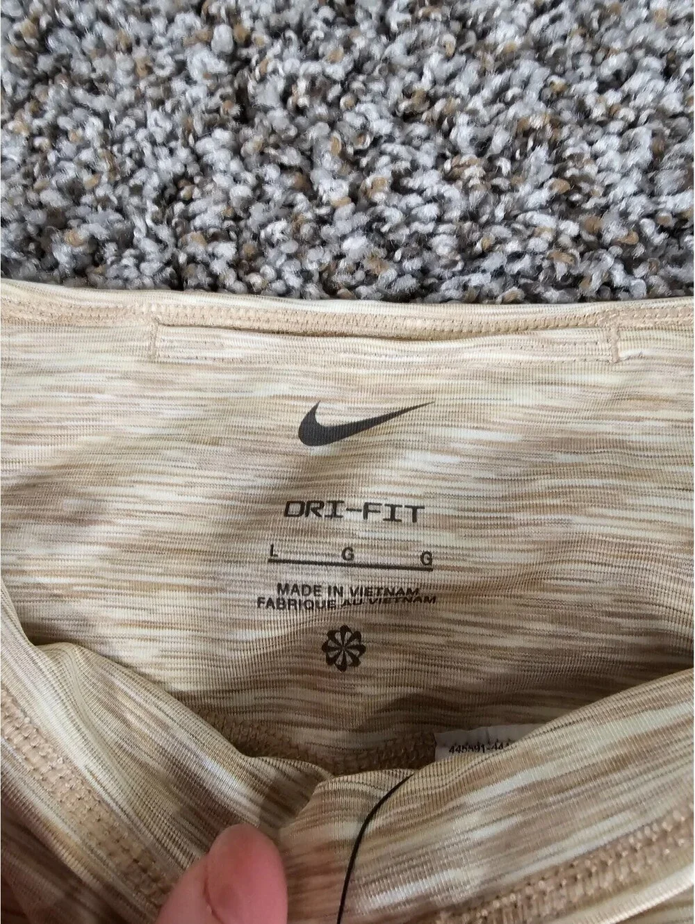 Nike Dri Fit Girls Sz L Ankle Length Athletic Leggings Beige Heathered NEW